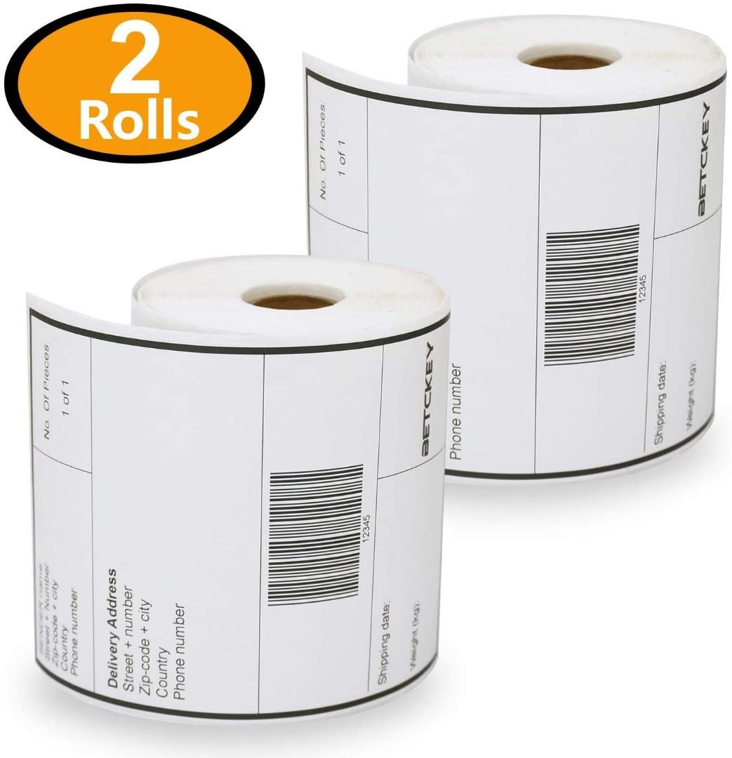  2 PACK 500 Labels BETCKEY 4 X 6 Blank Shipping Adhesive Thermal