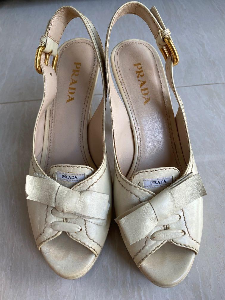 prada white heels