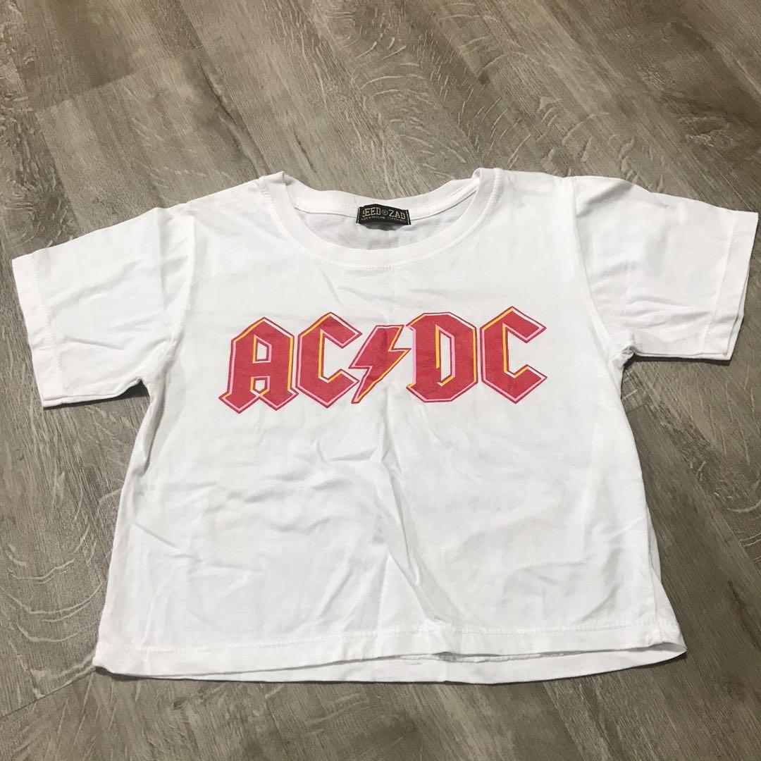 Ac Dc White Crop Top Women S Fashion Clothes Tops On Carousell