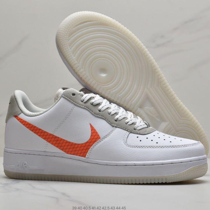 white air force 1 with orange swoosh