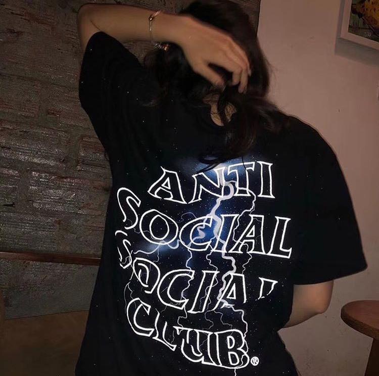 Anti social social shop club lightning shirt