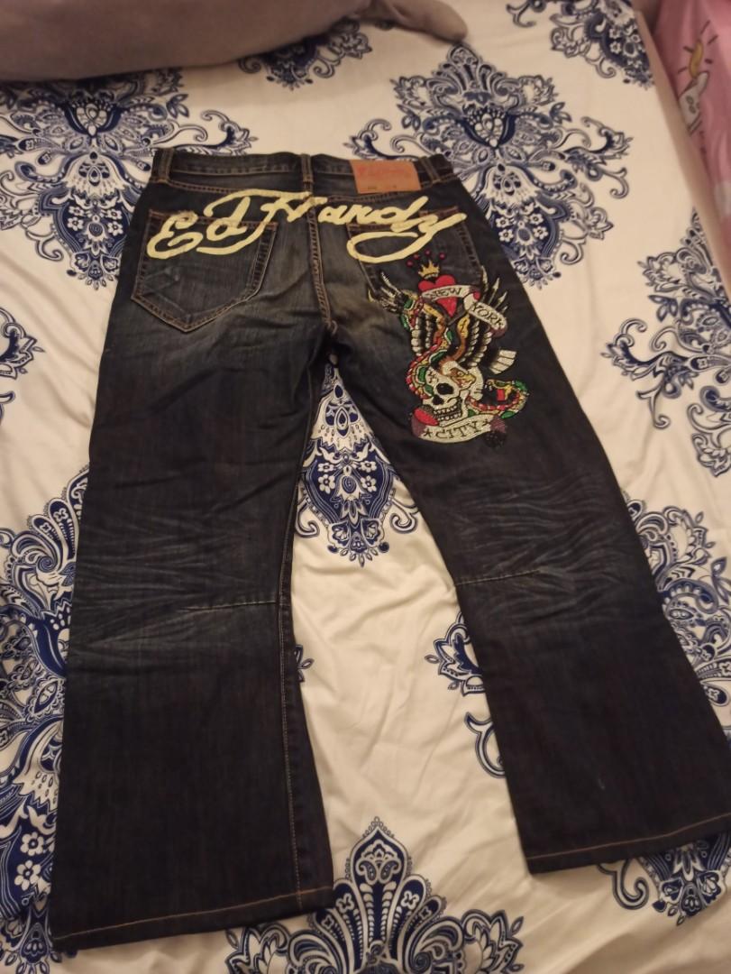 Authentic Ed Hardy Denim Jeans 33 X 34, Women's Fashion, Bottoms, Jeans ...
