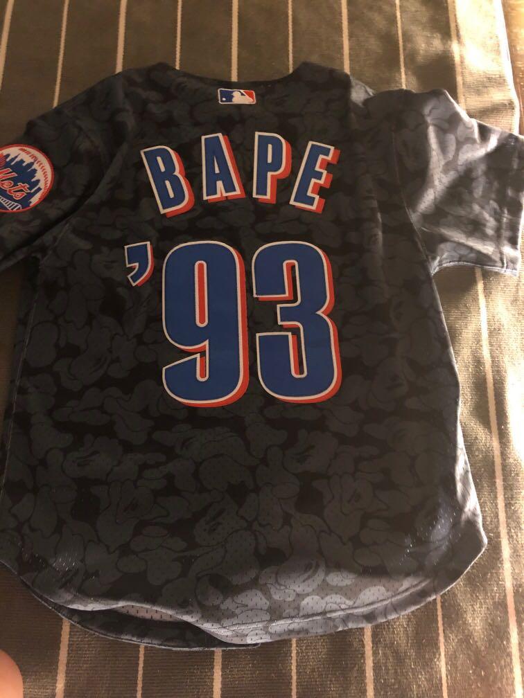 Bape MLB Mitchell & Ness Mets Authentic Jersey Size M, 男裝, 外套