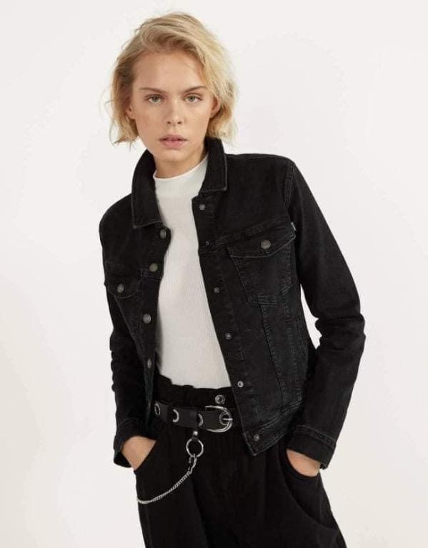 Black denim top jacket bershka