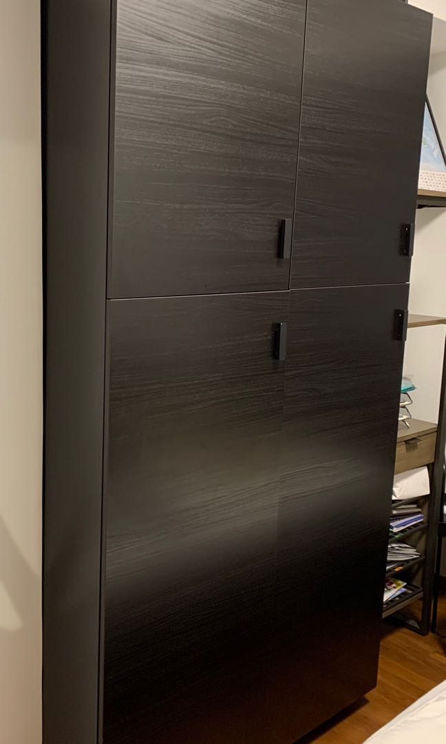 Black Ikea Wardrobe Cabinet Closet Furniture Shelves Drawers On Carousell