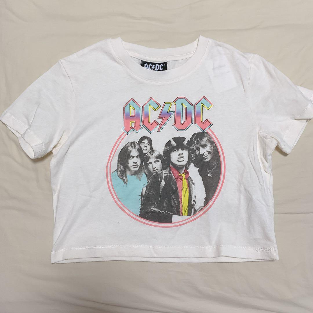 Bnwt Cotton On Acdc Band Crop Tee Women S Fashion Clothes Tops On Carousell