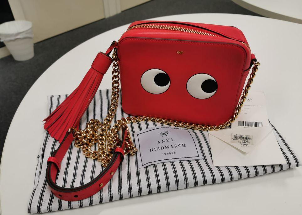 BRAND NEW ANYA HINDMARCH WOMEN S ORANGE EYES RIGHT IN CIRCUS CROSSBODY BAG