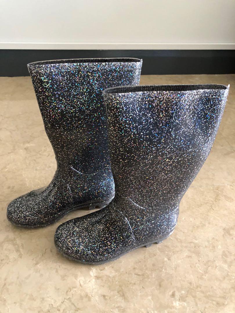 Girls Glitter Wellington Boots - UK 