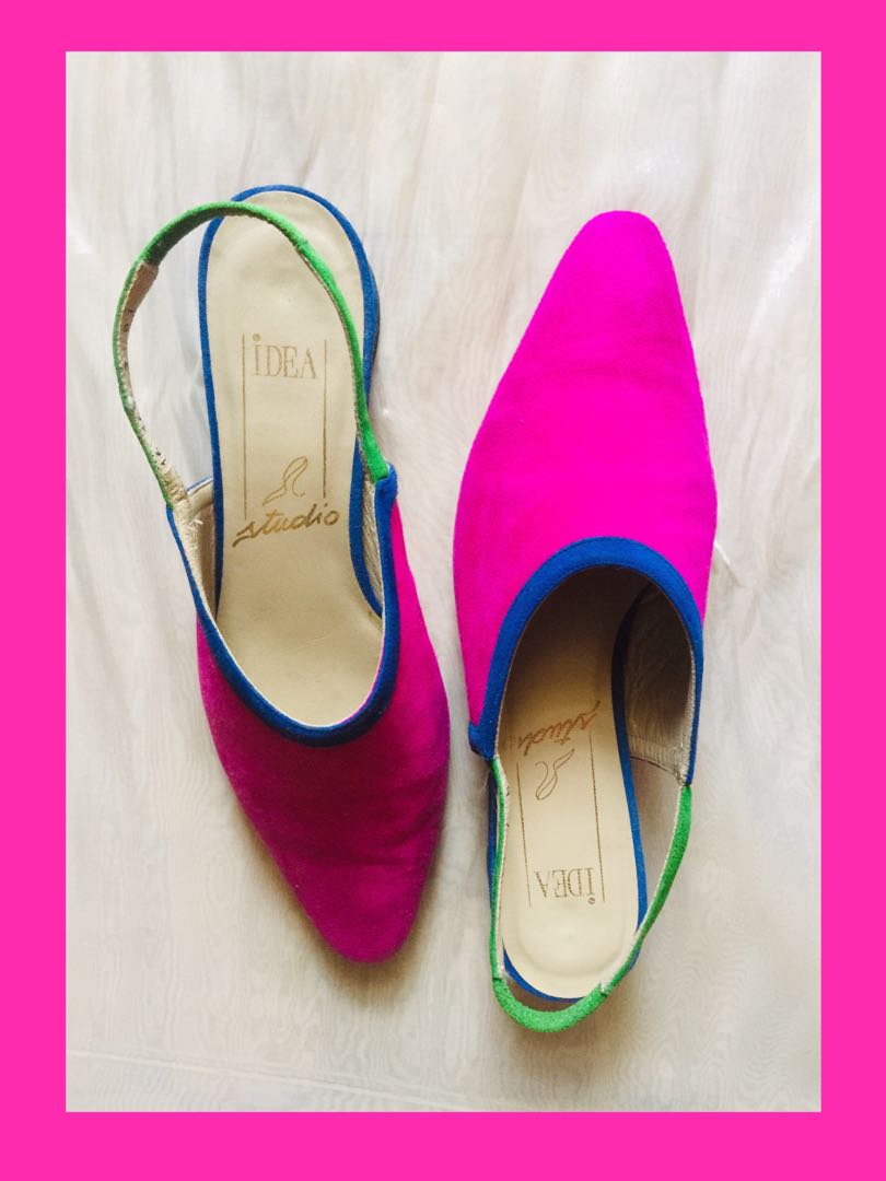 Bright coloured mule block heels, Women 