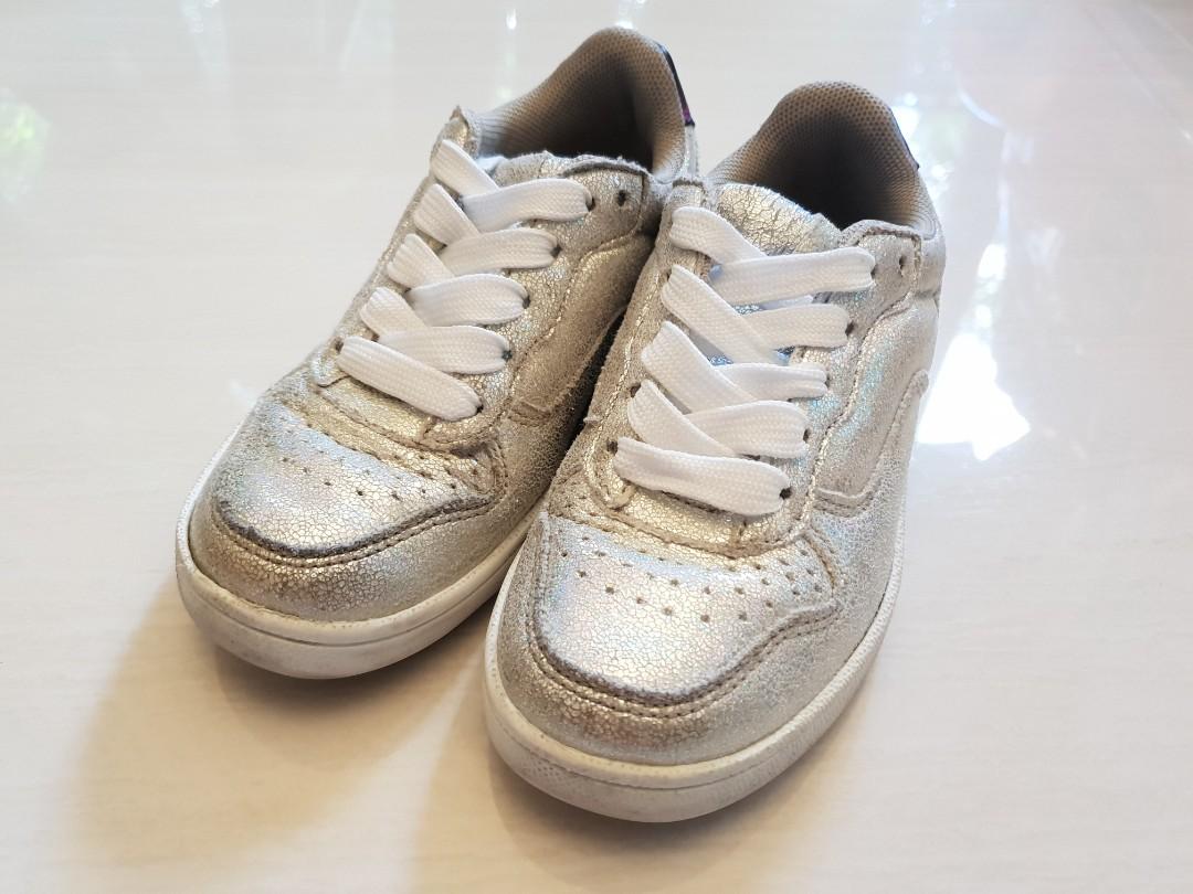 Kids Silver Sneakers Sports Shoes 