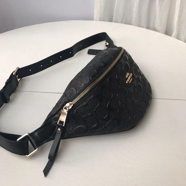 Coach WOMENS Sling Bag Plain Black Chest bag F48741, Women's Fashion ...