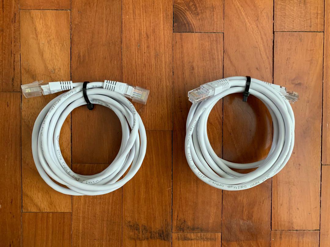 Computer Ethernet 5e Lan Cable (x2), Computers & Tech, Parts ...