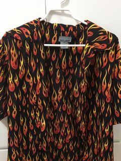 Flame button up T