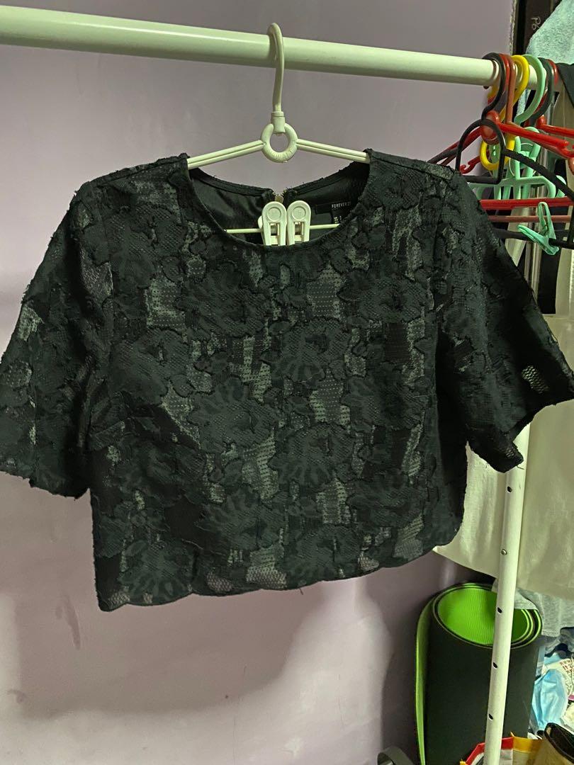 black lace shirt forever 21