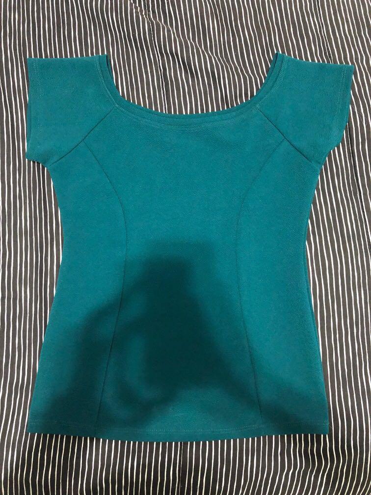 teal green blouse