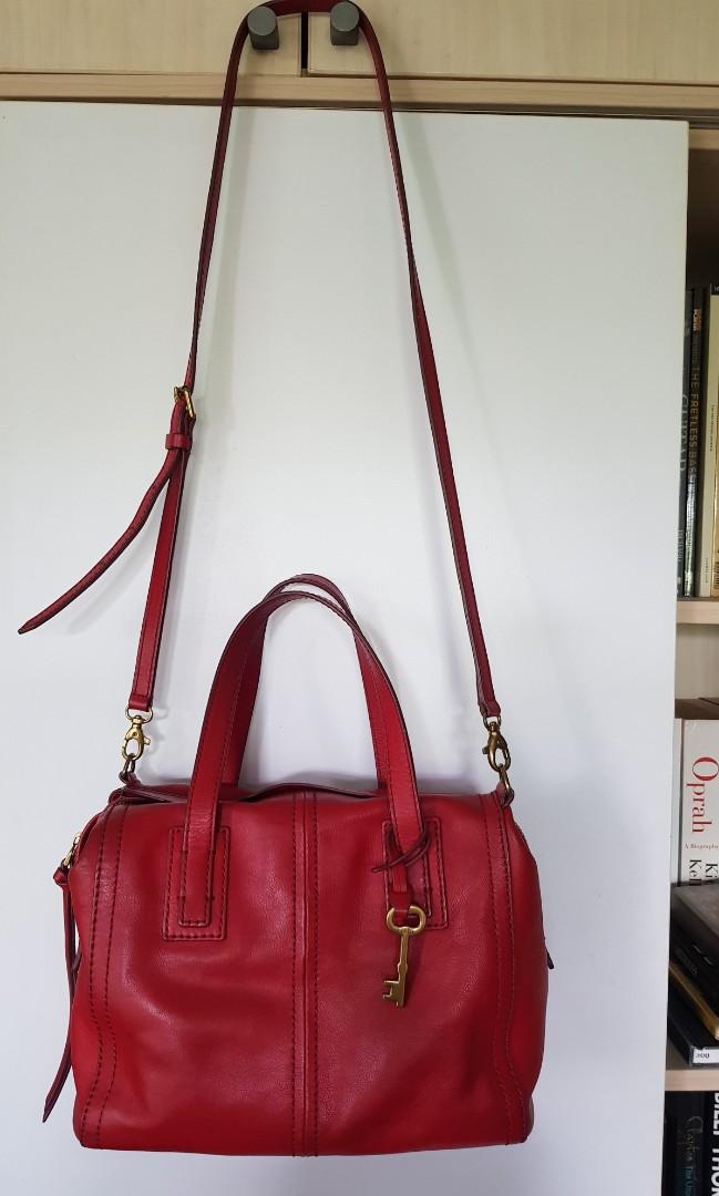 Fossil sydney best sale satchel real red