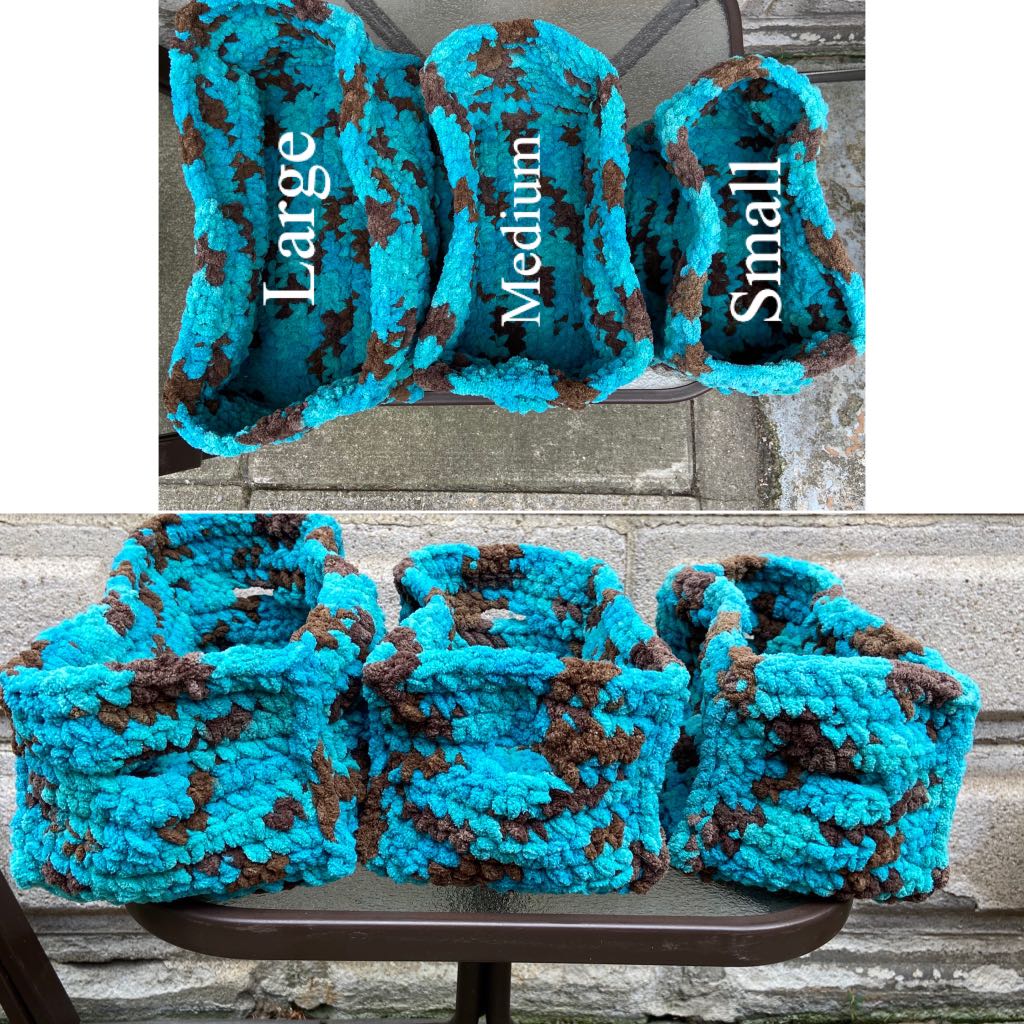 Hand made Crochet storage baskets