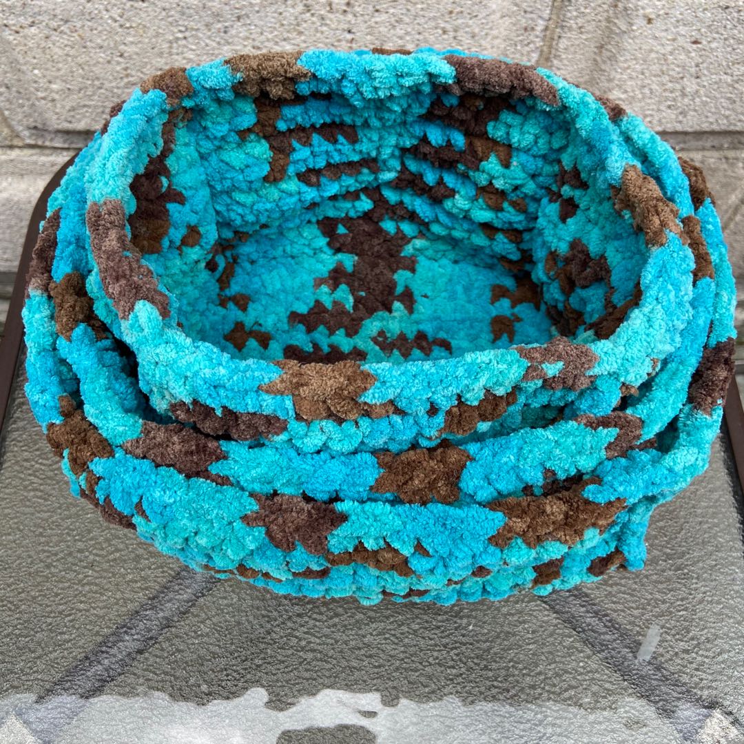 Hand made Crochet storage baskets