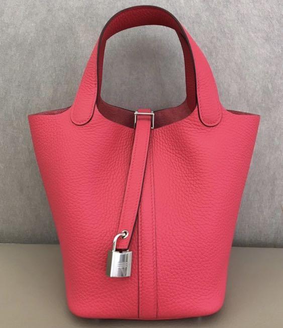 預售正貨正品Hermes Picotin 18 Rose extreme TC 銀扣, 名牌, 時尚 - Carousell