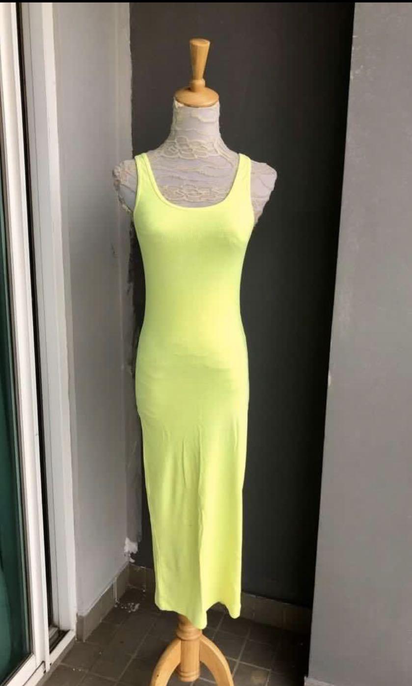 neon green dress h&m