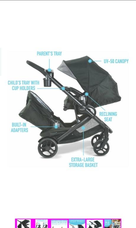 HOT Graco Modes2Grow Double 2 Two Child Children Kids Baby Infant Dual Double Seat Seater Stroller Spencer