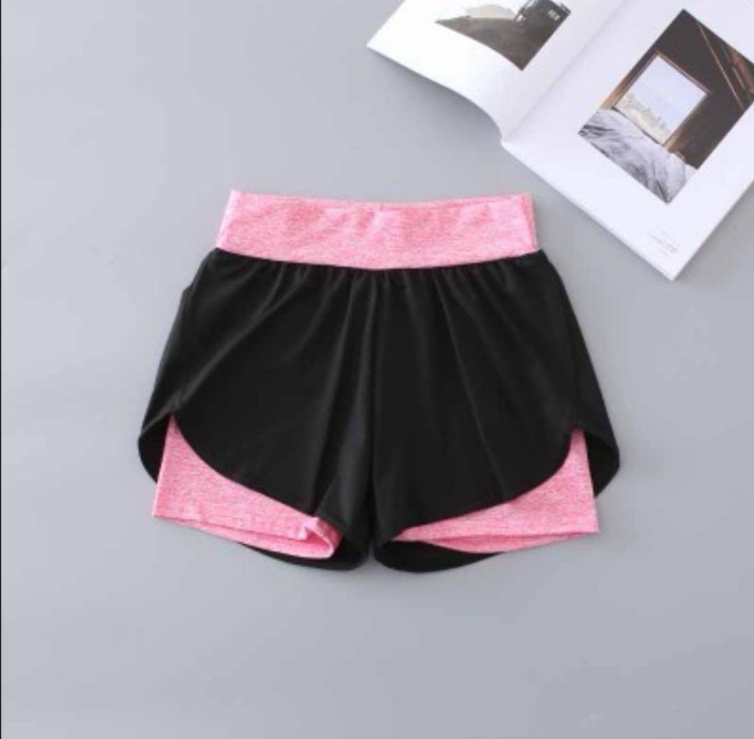 pink running shorts