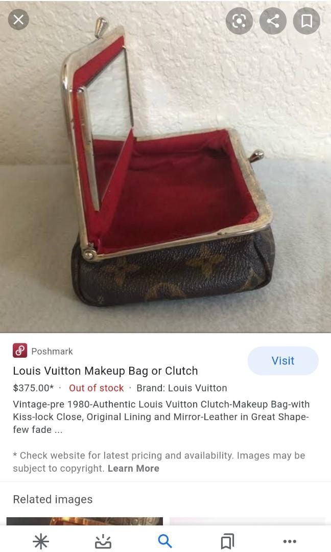 Louis Vuitton LV Cosmetic Pouch Case Kiss Lock Red Velvet Vintage Rare No  Mirror