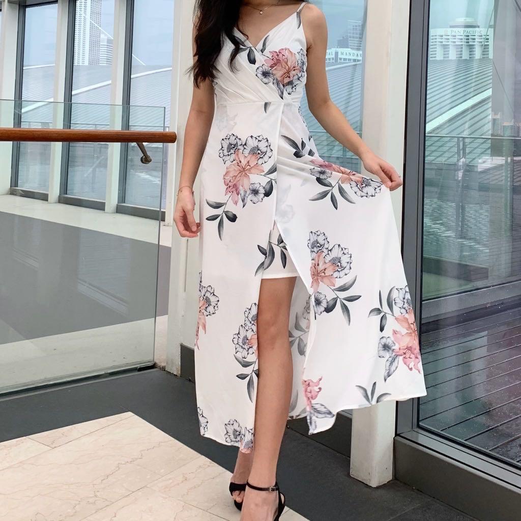 floral maxi slit dress