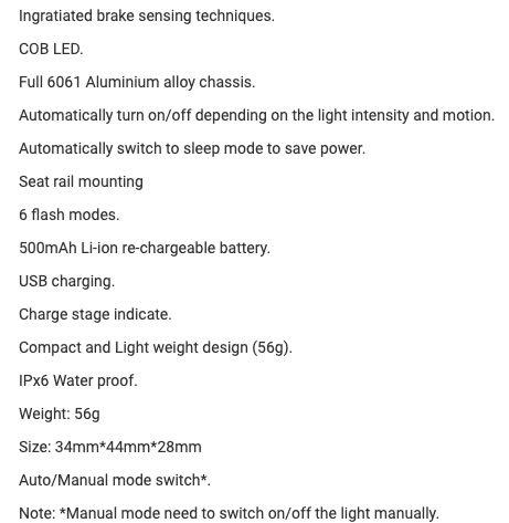 meroca bike light manual