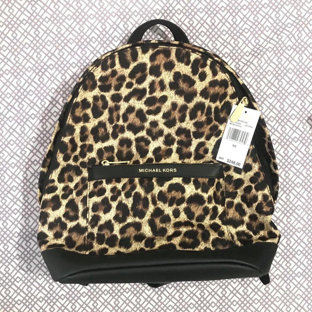 MICHAEL KORS LEOPARD BACKPACK, Luxury, Bags & Wallets on Carousell