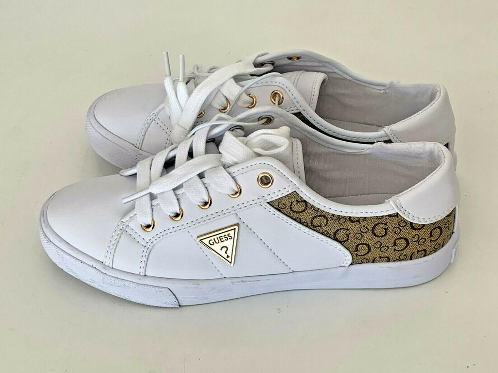 guess white leather shoes