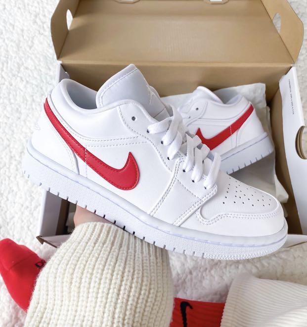 Nike Air Jordan 1 Low White Varsity Red Men S Fashion Footwear Sneakers On Carousell