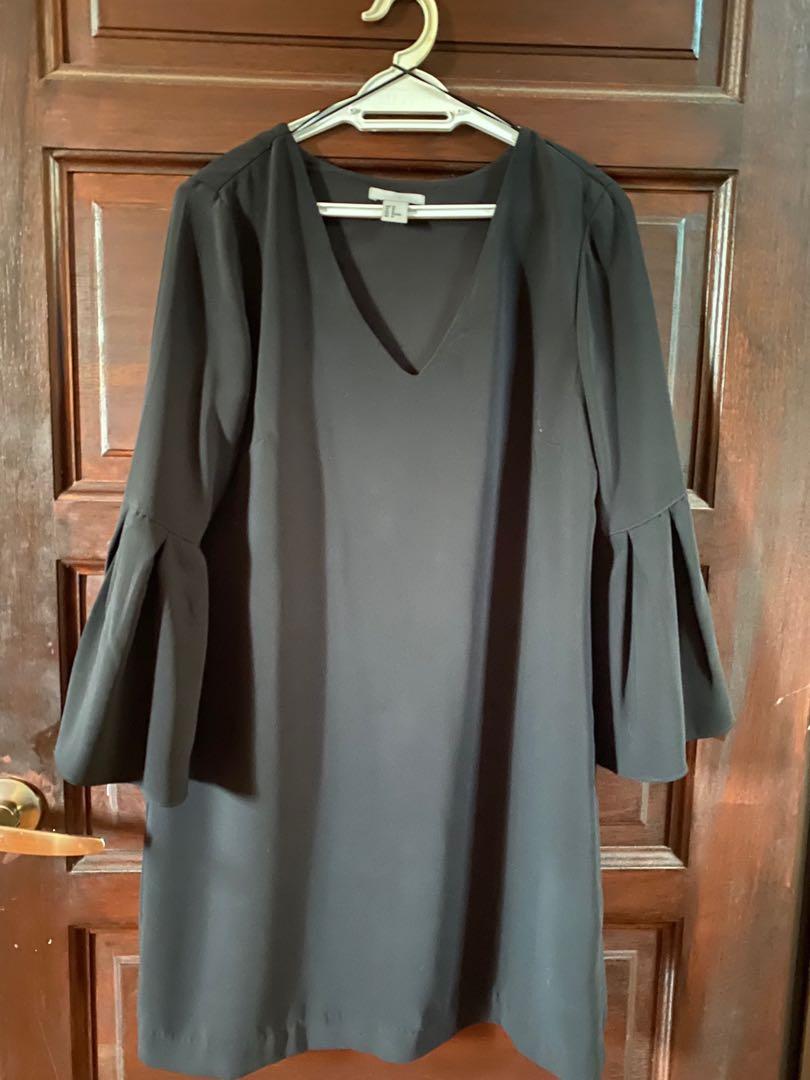 h&m black work dress