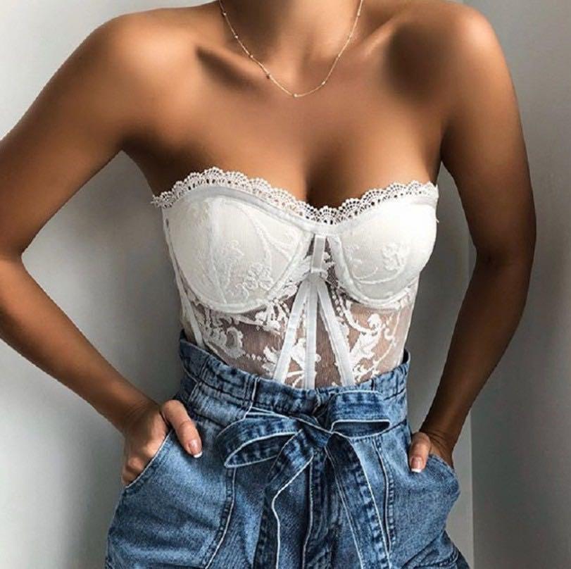 white corset bustier top