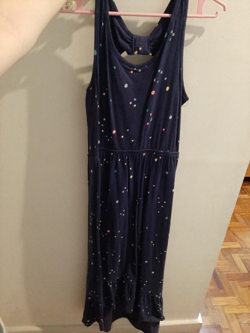 navy and white polka dot maxi dress