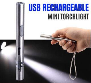 Portable Mini Flashlight Stainless Steel Usb Rechargeable Medical Pen Torch Light For Doctor ( QS-858 )