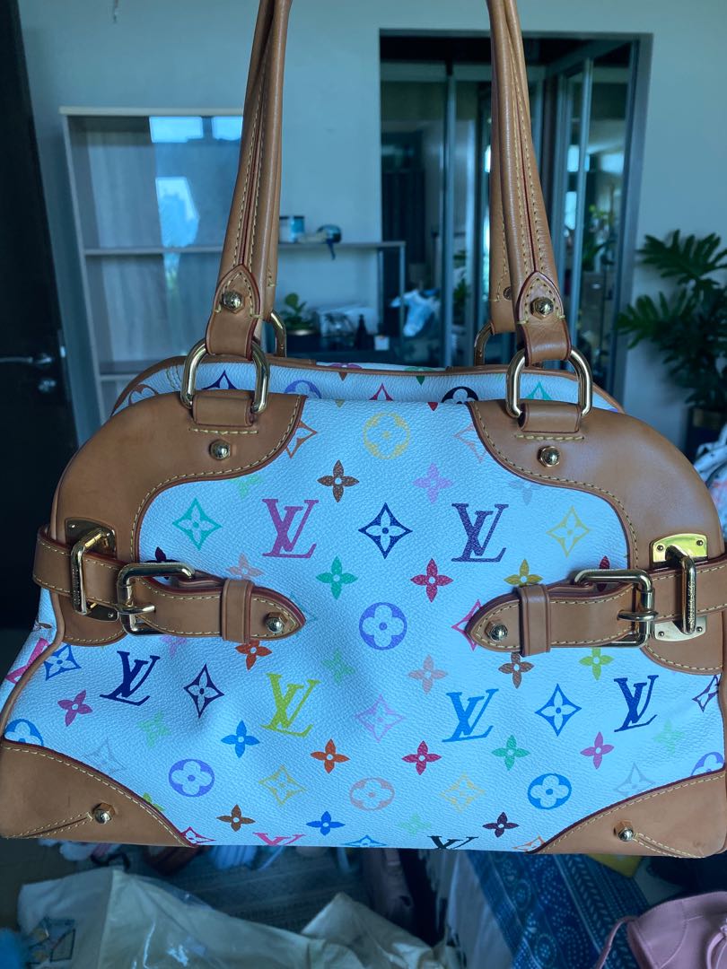 Louis Vuitton, Bags, Auth Louis Vuitton Monogram Multicolor Claudia Hand  Bag White Lv