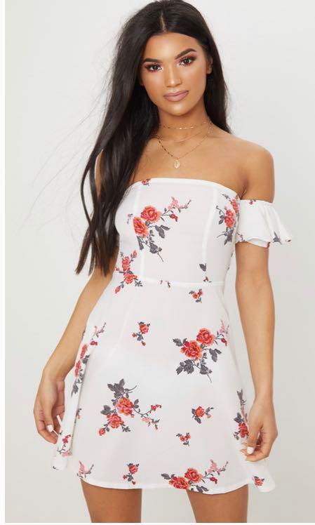 white bardot skater dress