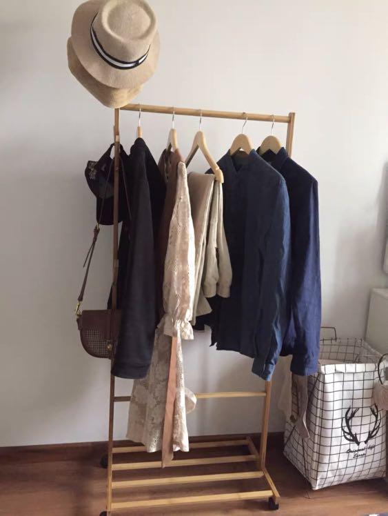 Wooden Clothes Rack hat cap hanger with wheels not IKEA