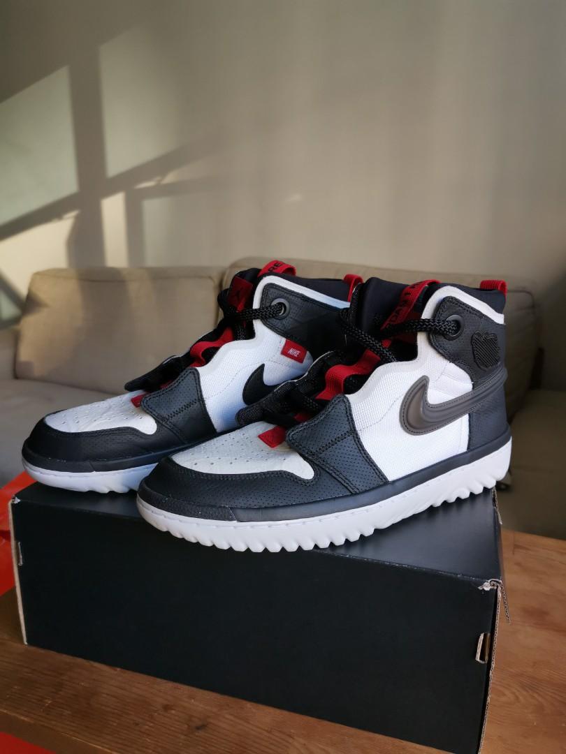 Air jordan 1 high react white black deals red