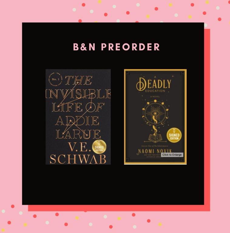 Barnes And Noble Preorder The Invisible Life Of Addie Larue Signed Book By V E Schwab Hardback Books Stationery Fiction On Carousell