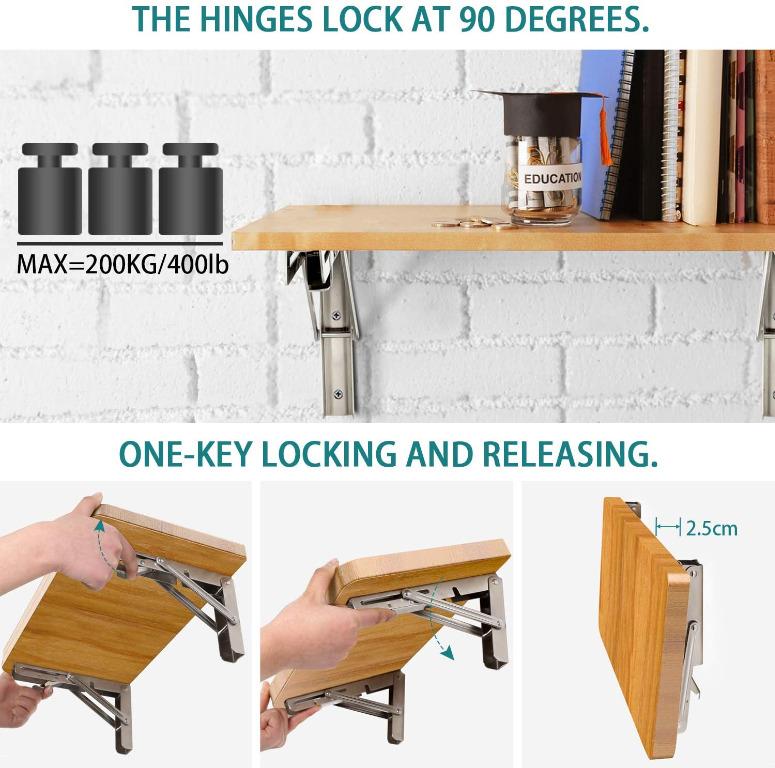 (8 10 12 14 18 Inch) Folding Shelf Brackets,Max Load 110-440lb Folding ...