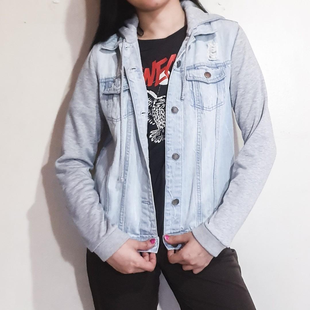 blue denim hoodie