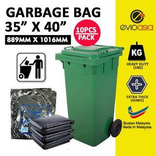 Heavy Duty HDPE Extra Large Garbage Bag Plastic Sampah Extra Thick 1kg (35" X 40") Black 10pcs/Pack