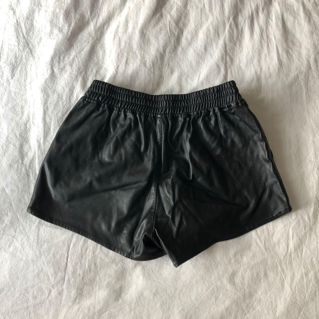 H M black faux leather shorts Women s Fashion Clothes on Carousell