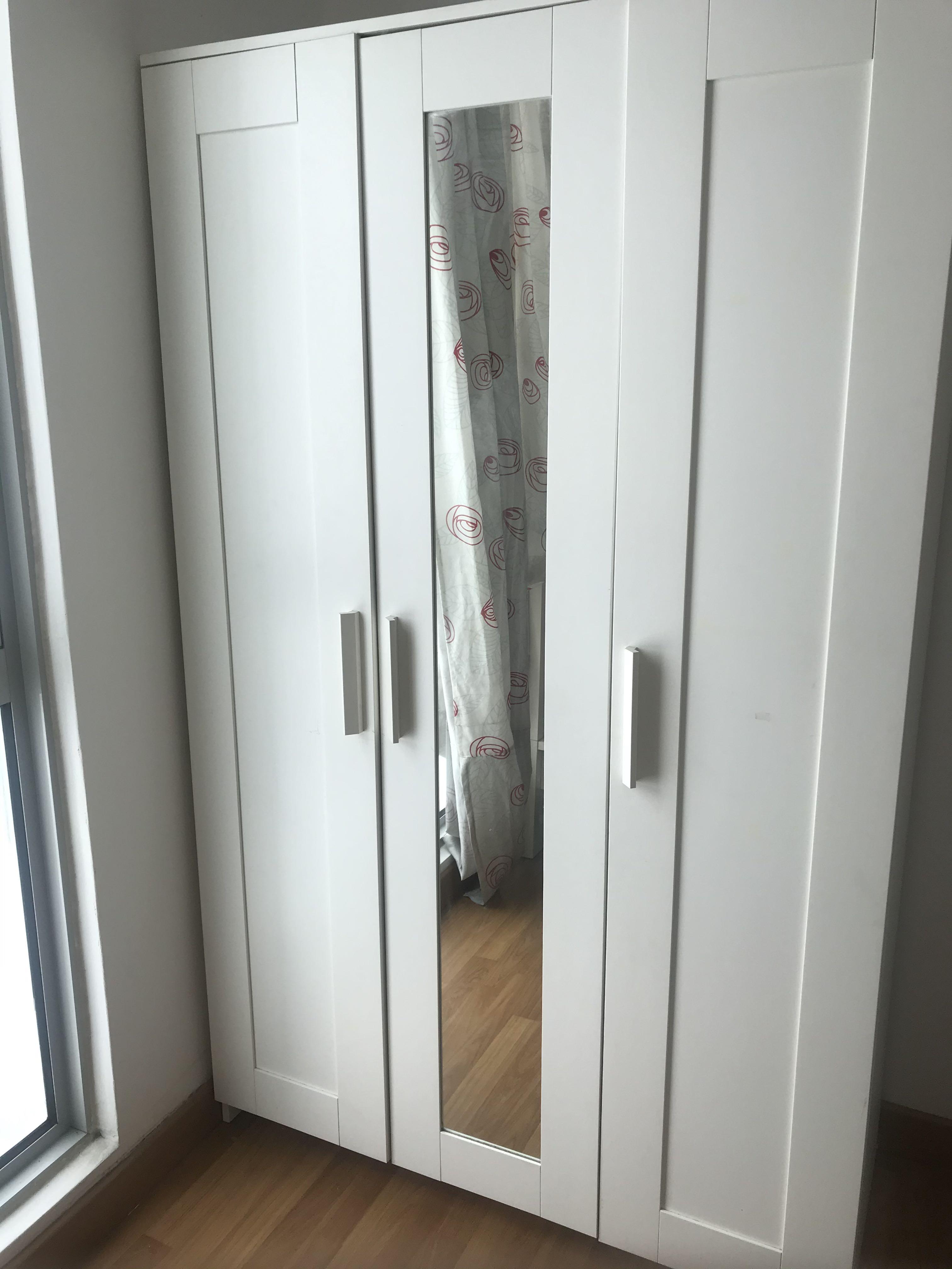 IKEA BRIMNES Wardrobe with 3 doors, white, 117x190 cm, Furniture & Home