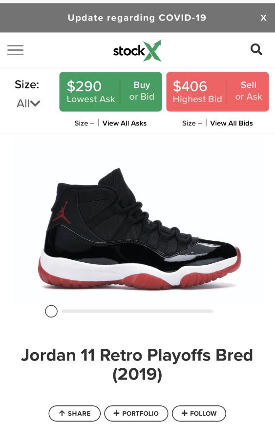 Stockx jordan 11 bred top