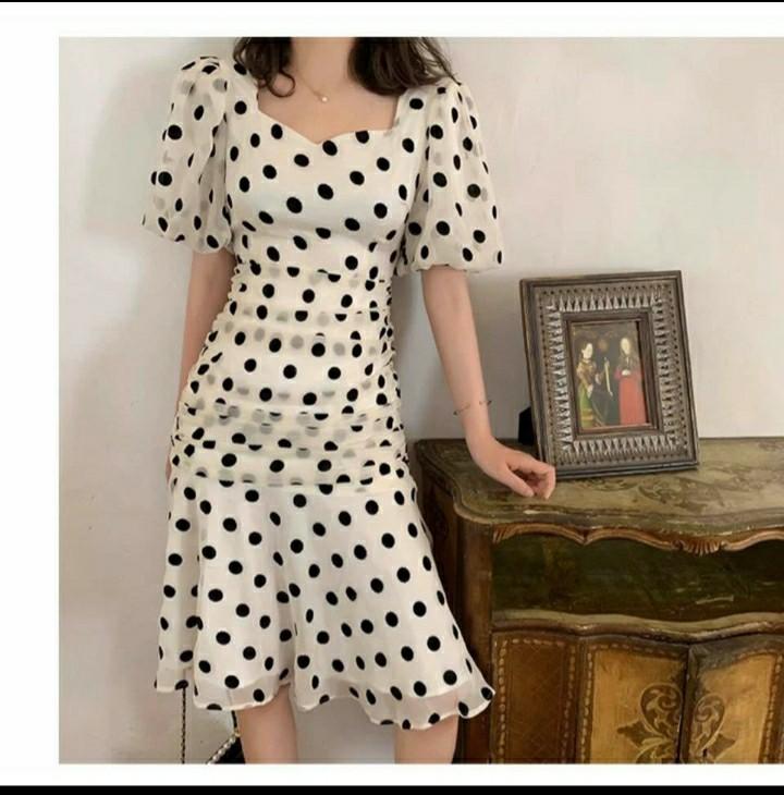 Korean Polka dot dress, Women's Fashion, Dresses & Sets, Dresses on
