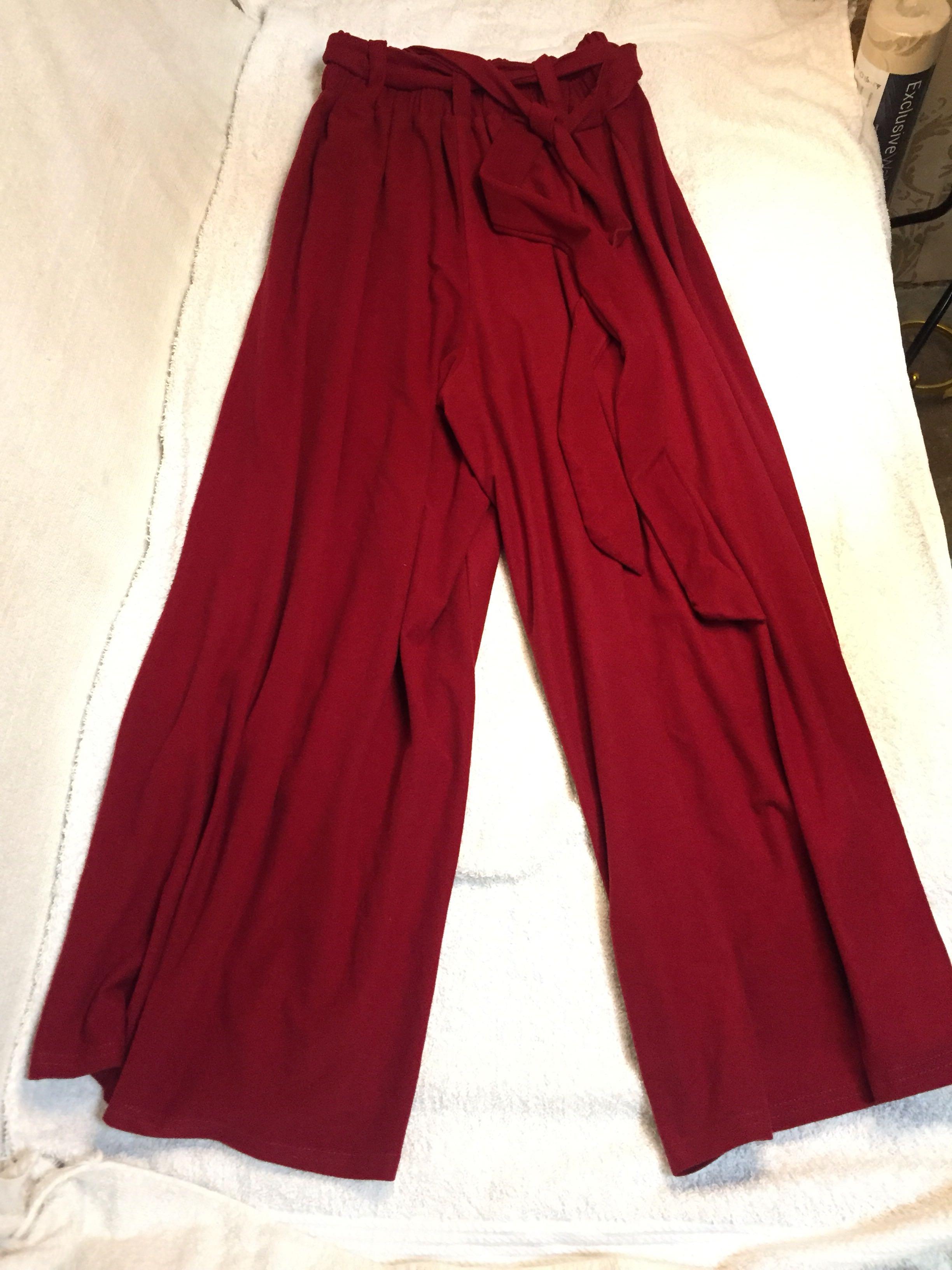 burgundy high waisted trousers