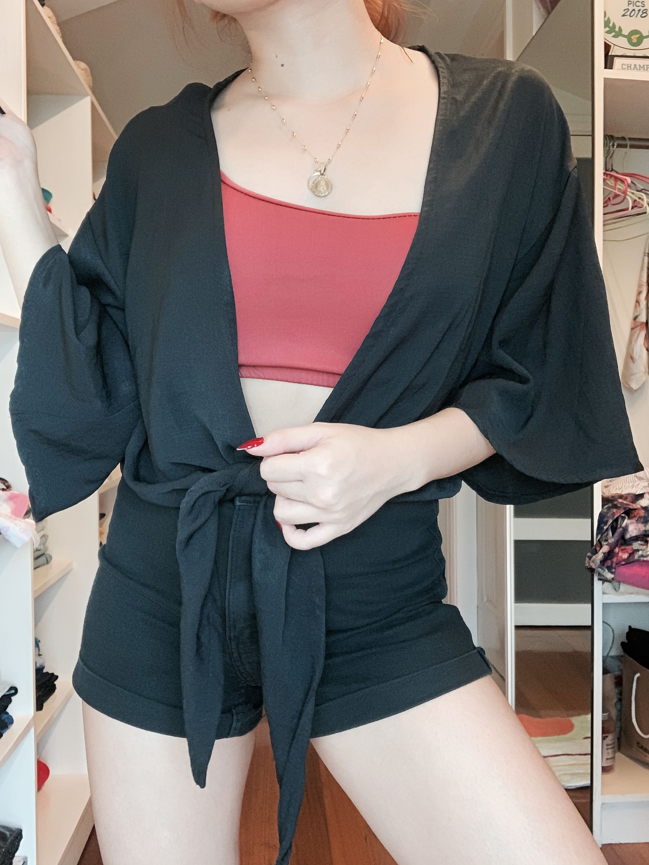 black tie up cardigan